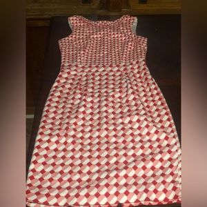 Boden “Martha Geometric Red” retro fitted dress